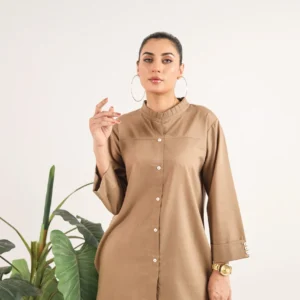 Camel Brown High-Neck Co-ord Set