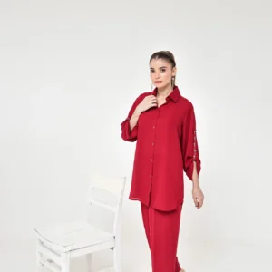 Red Cuffed Sleeve Co-ord